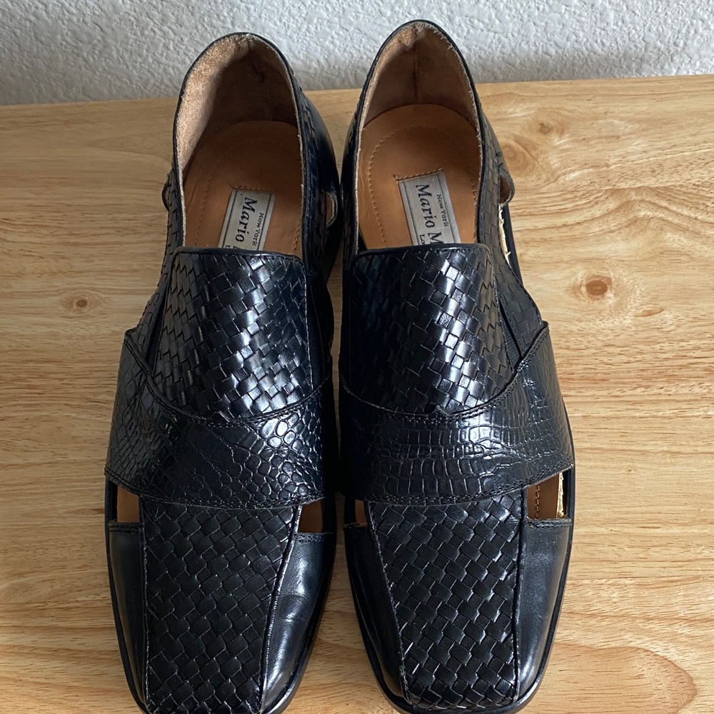 Mario Morroni Black Woven Men's Loafers - Picture 13 of 14